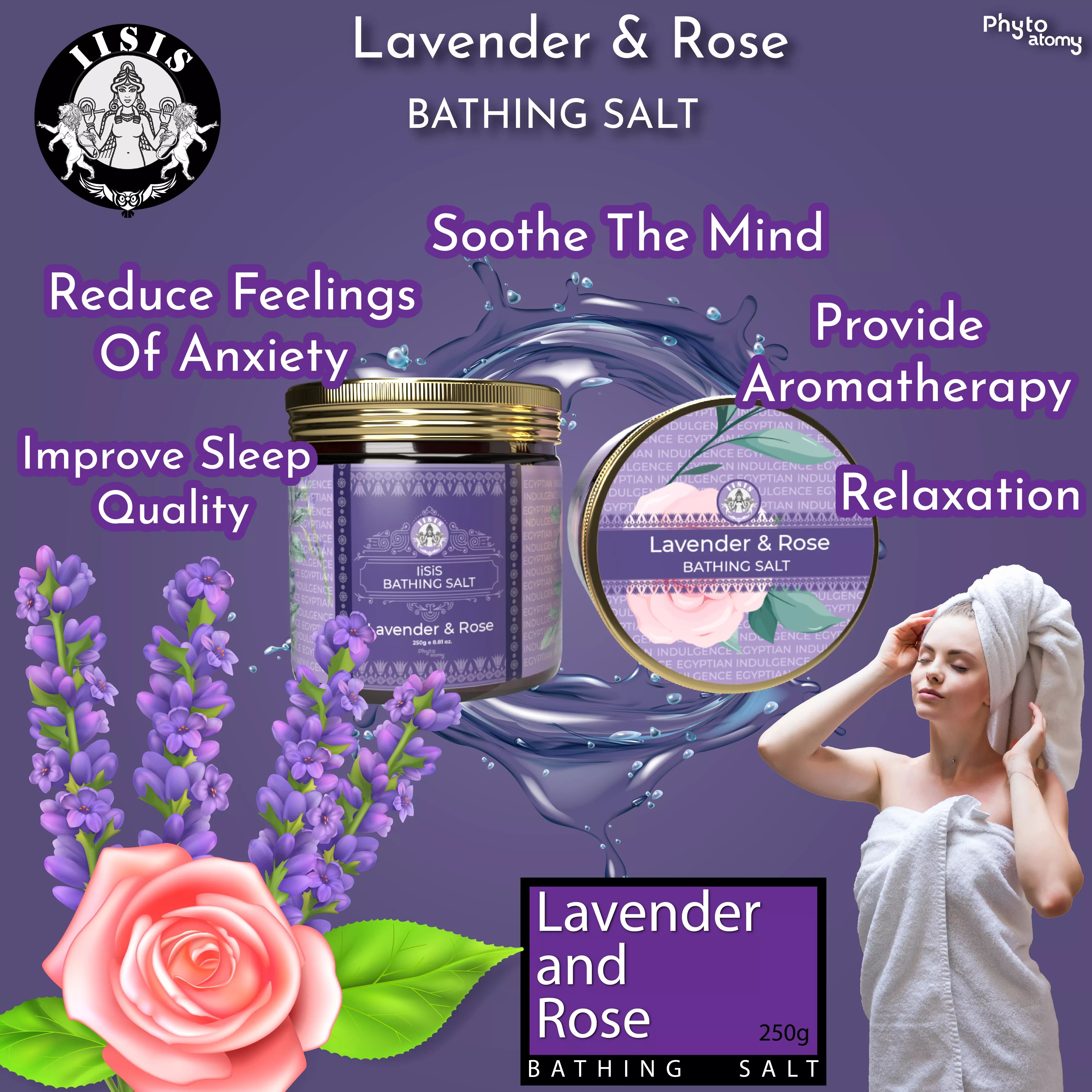 Lavender & Rose Bath Salt (250g)